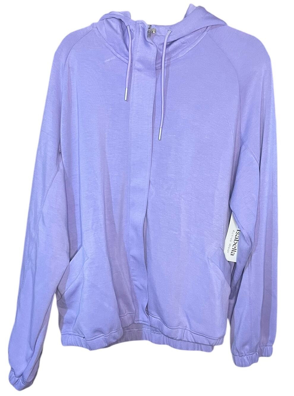Isabella Active Wear Hooded Bomber Jacket Viola Purple Size 2X